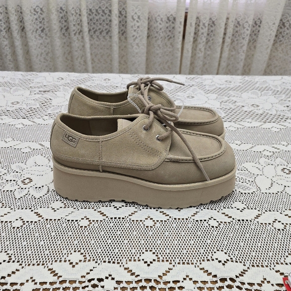 UGG Cityfunc Platform Suede Loafer Shoes Women’s 8.5 Mustard Tan Beige 1163010 - Picture 10 of 10